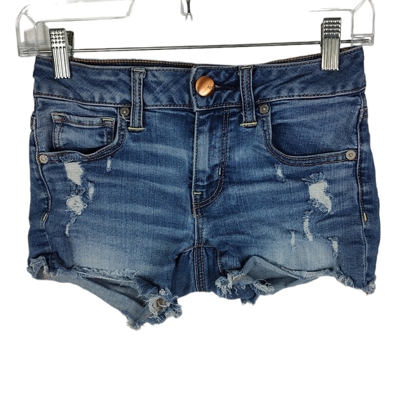 American Eagle Outfitters Pants - AMERICAN Eagle Outfitters Super Stretch Midi Jean Shorts 00